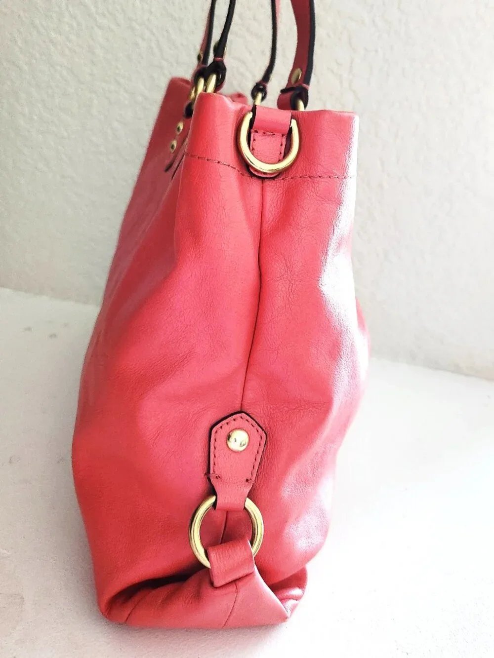 Coach Ashley Coral Leather Tote Bag Handbag Purse - Picture 4 of 12